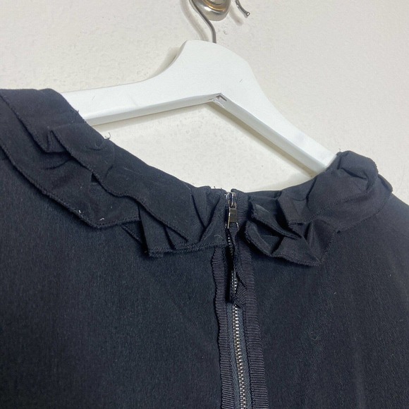 Tahari Ruffle Collar Black Sheath Dress S - Picture 7 of 9